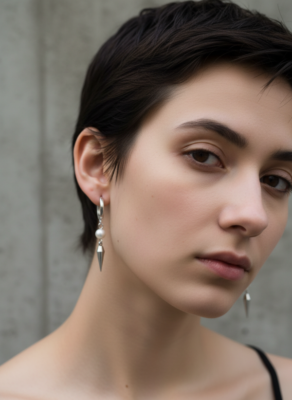 Örhängen med pärla och spikes