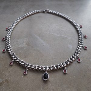 Halsband i rostfritt stål med cubic zirconia