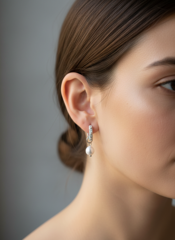 Spike creoler örhängen i metall med avtagbar sötvattenspärla i edgy design