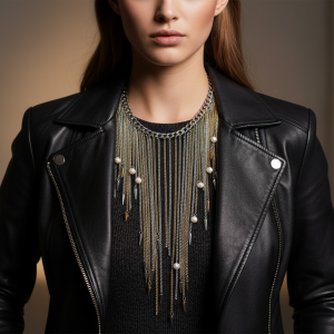 Unikt statement halsband I rostfritt stål med pärlor och spikes