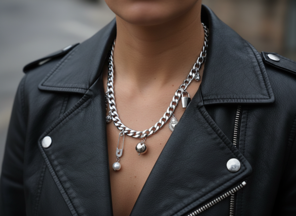 Halsband i rostfritt stål med berlocker från By Bertlett