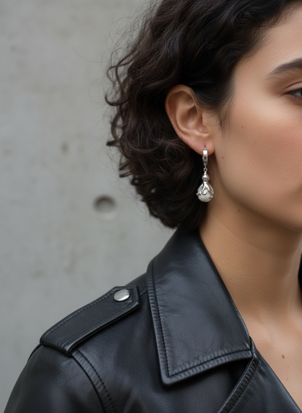 Örhängen bläckfisk med pärla