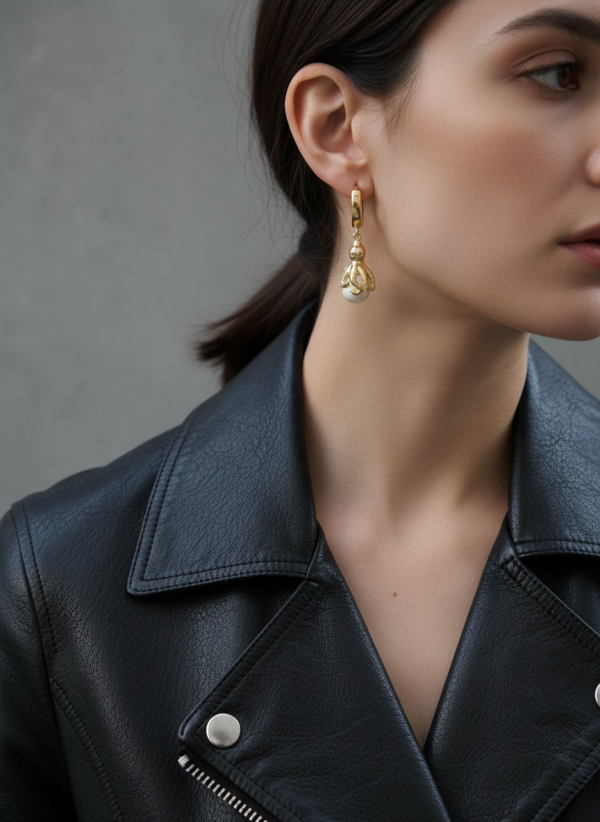 Örhängen bläckfisk med sötvattenspärlor