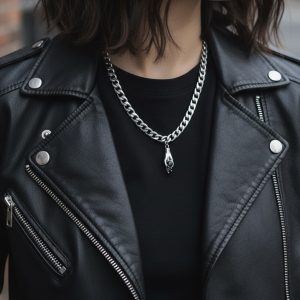 Halsband i rostfritt stål med en hand och cubic zirconia hjärta