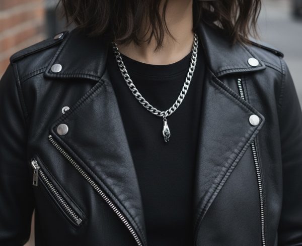 Halsband i rostfritt stål med en hand och cubic zirconia hjärta