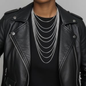 Lot’s of Chains S halsband med lager av kedjor i rostfritt stål i minimalistisk design