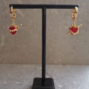 Örhängen röda hjärtan med svärd