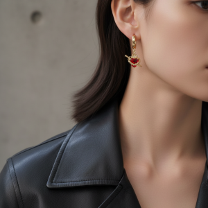 Örhängen röda hjärtan med svärd.