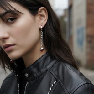 Örhängen röda hjärtan i kedja