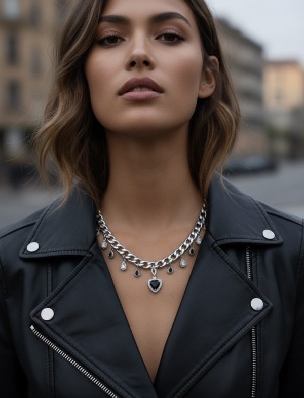 Romantic Heart halsband I rostfritt stål med cubic zirconia detaljer