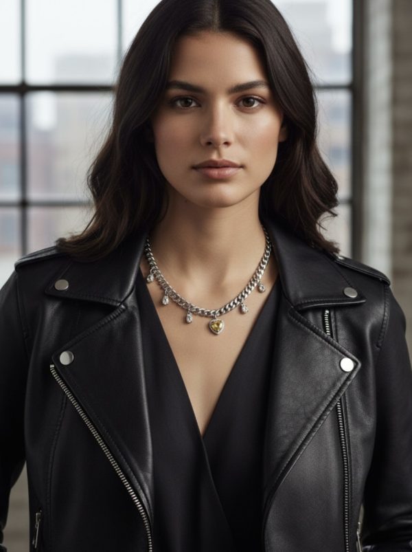 Lovley Yellow ett halsband i rostfritt stål med ett gult cubic zirconia hjärtan och cubic zircona detaljer