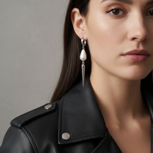 Spikes och pärlor örhängen edgy styling