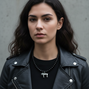 My Pet Black Pearls svart pärlhalsband med bulldog-berlock