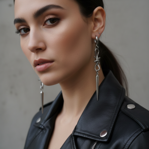 Barbed Wire spike örhängen med taggtrådsdesign i minimalistisk stil