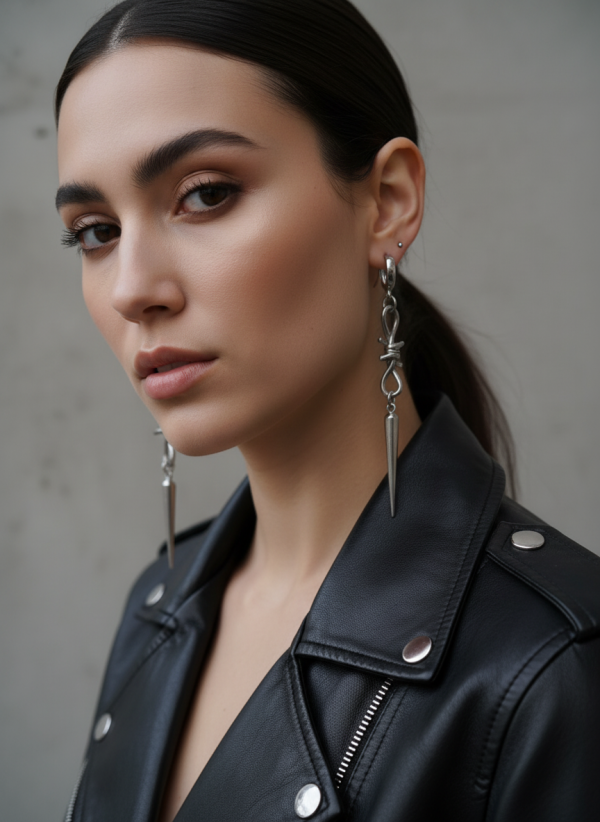 Barbed Wire spike örhängen med taggtrådsdesign i minimalistisk stil