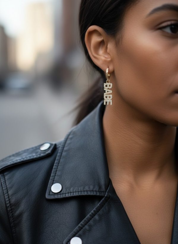 Guldfärgade BABE-örhängen med cubic zirconia